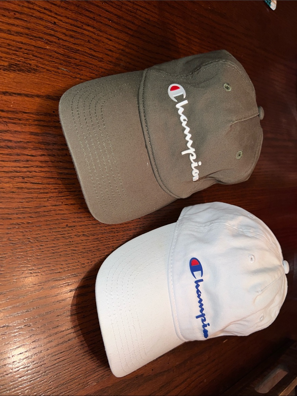 Champion Two-Pack Script Logo Baseball Caps - Olive Green & White